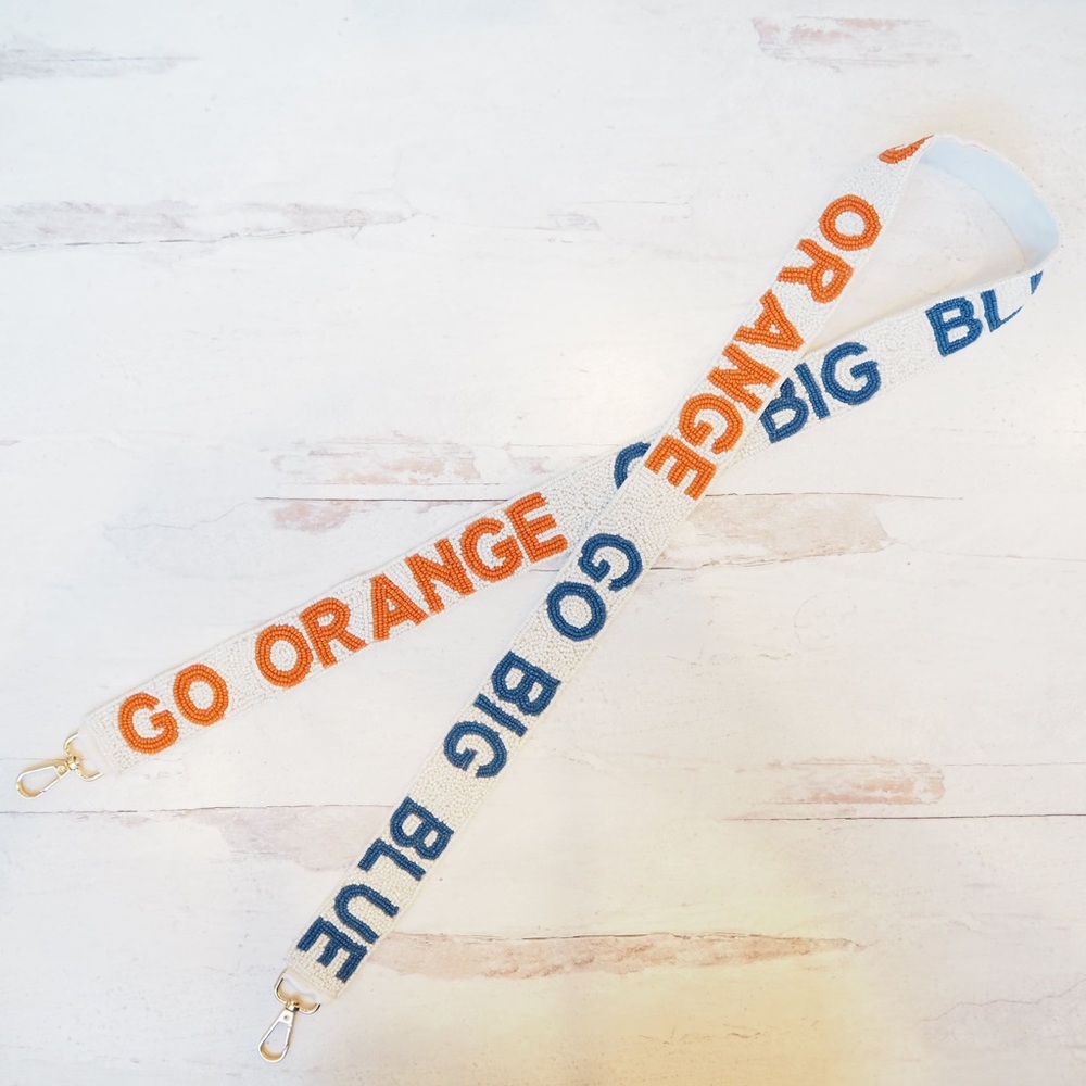 Beaded Go Big Orange Go Big Blue Boise Collegiate Game Day Purse strap